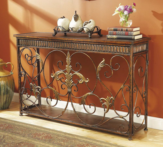 CBK Casa Cristina Collection Scroll and Leaf Console Table