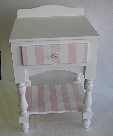 Sweet Beginnings Cabana Stripes with Striped Shelf Nightstand Best Price