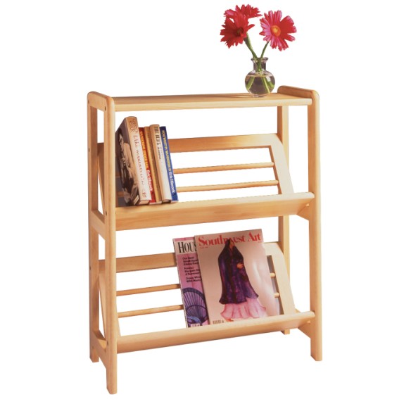 Winsome Natural Wood 2 Tier Slanted Bookcase