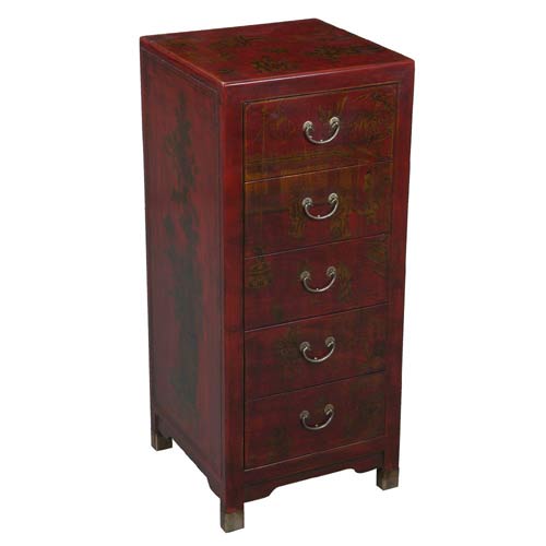 AsiaEXP 5 Drawer Painted Mini Chest with Prosperous Village Motif Best Price