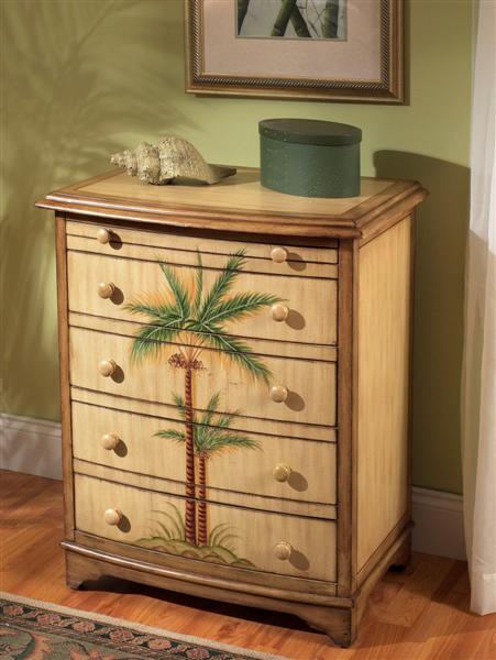 Fairfax Home Furnishings Palm Tree Five Drawer Chest Best Price