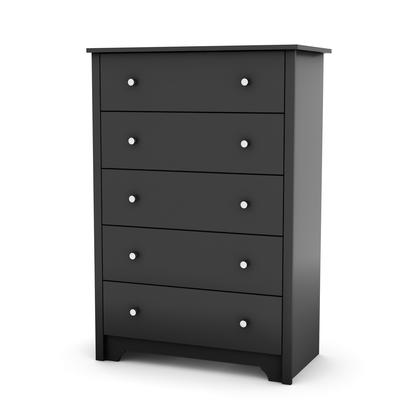 South Shore Vito Five Drawer Chest in Pure Black