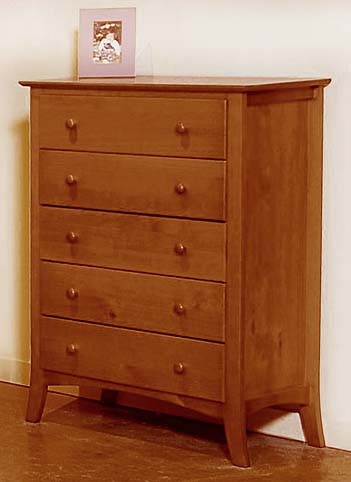LINON 6012N43-A-KD-U Solid PINE Light Cherry EMILY CHEST 05 DRAWERS