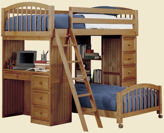 Furniture Basics Woodland Pecan Student Loft Bed