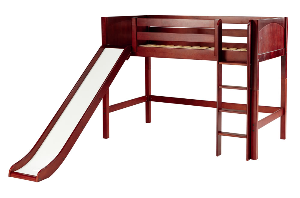 Maxtrix Full Size Mid High Loft Bed w. Straight Ladder and Slide Best Price