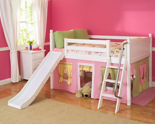 Maxtrix Full Size Low Loft Bed w. Angle Ladder Best Price