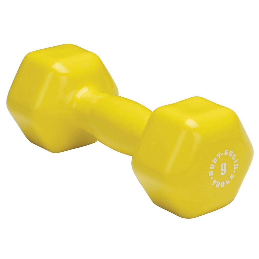Body Solid 9 lbs Vinyl Dumbbell in Yellow