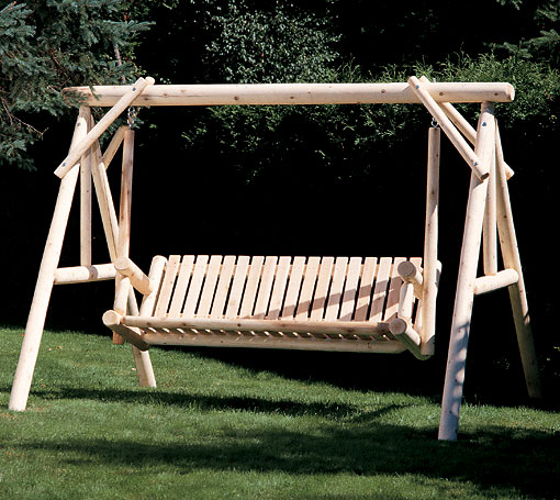 Rustic Natural Cedar Furniture 6 Foot Classic Log Swing & Stand Set