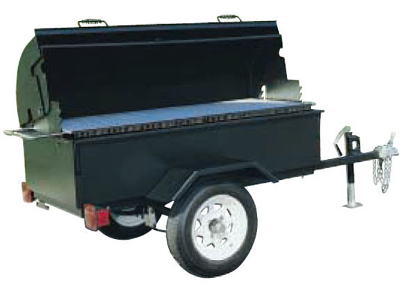 Grillco Trailer Mounted 60\\ Mobile Charcoal Grill with Hood & Rotisserie by Grillco