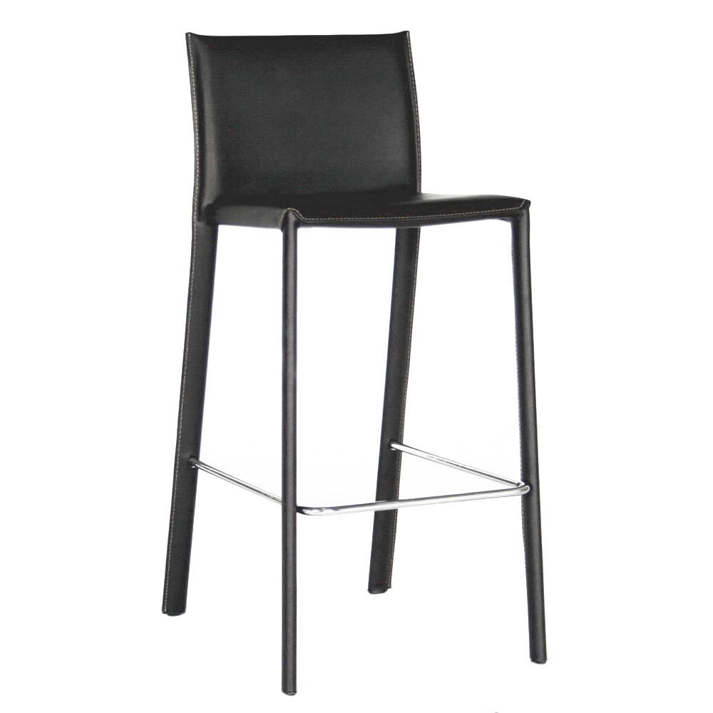 Set of 2 Baxton Studio Black Bonded Leather Counter Stools ALC-1822A-65 Black (ALC-1822A-65 Black)