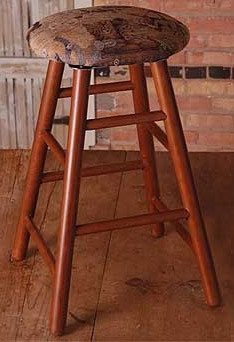 Holland Hardwoods Deluxe Cherry Backless Bar Stool With Swivel Fabric Seat
