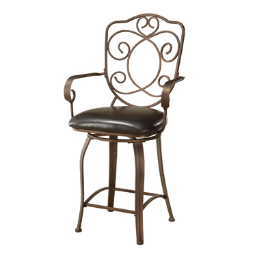 Powell Copper Scroll Back Bar Stool