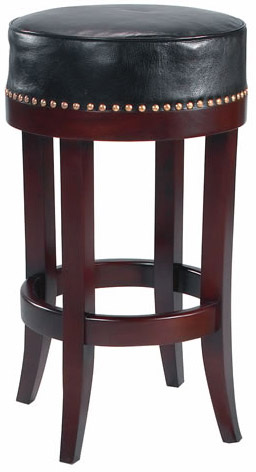 Selamat Designs Mahogany and Black Leather Barstool (F165)
