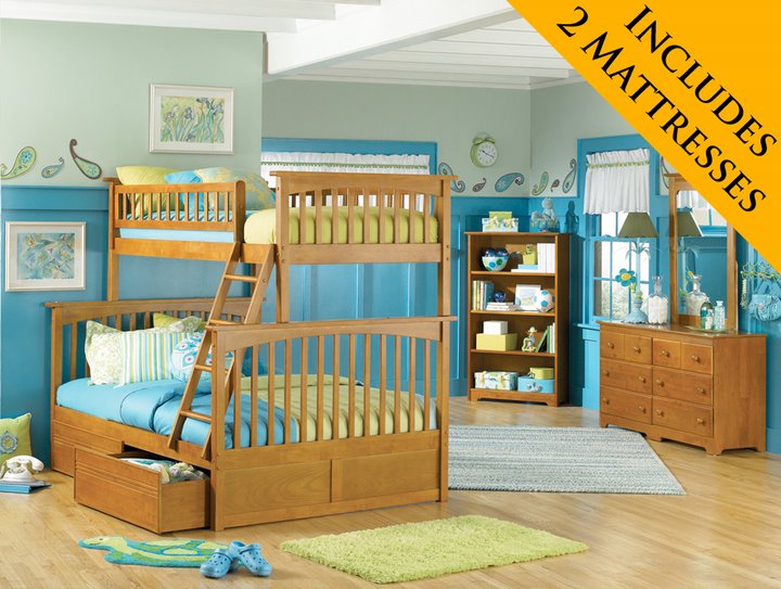 Atlantic Furniture Columbia Twin Full Bunk Bed with 2 mattresses included! - FREE Inside... by Atlantic Furniture