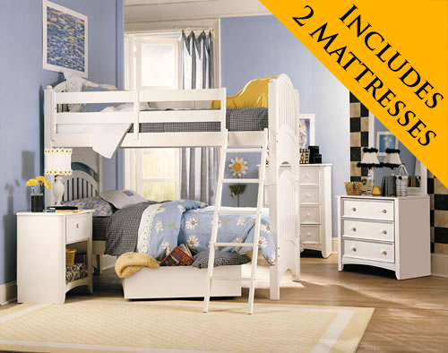 Lea Getaway TwinTwin Bunk Bed with 2 mattresses included and Inside Delivery and Set up