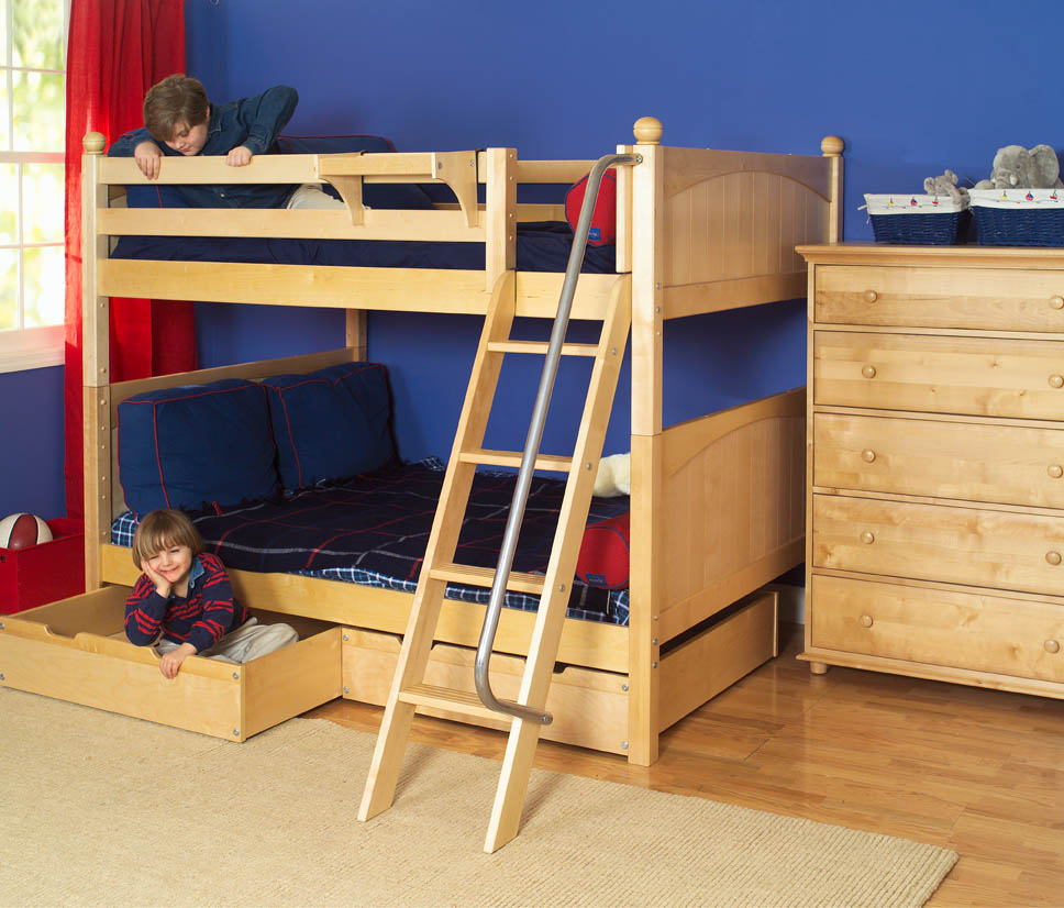 Maxtrix Full Size Low Bunk Bed w. Angle Ladder Best Price