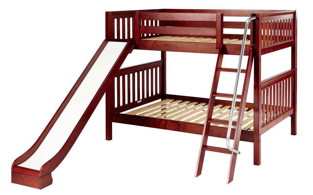 Maxtrix Full Size Low Bunk Bed w. Angle Ladder and Slide Best Price