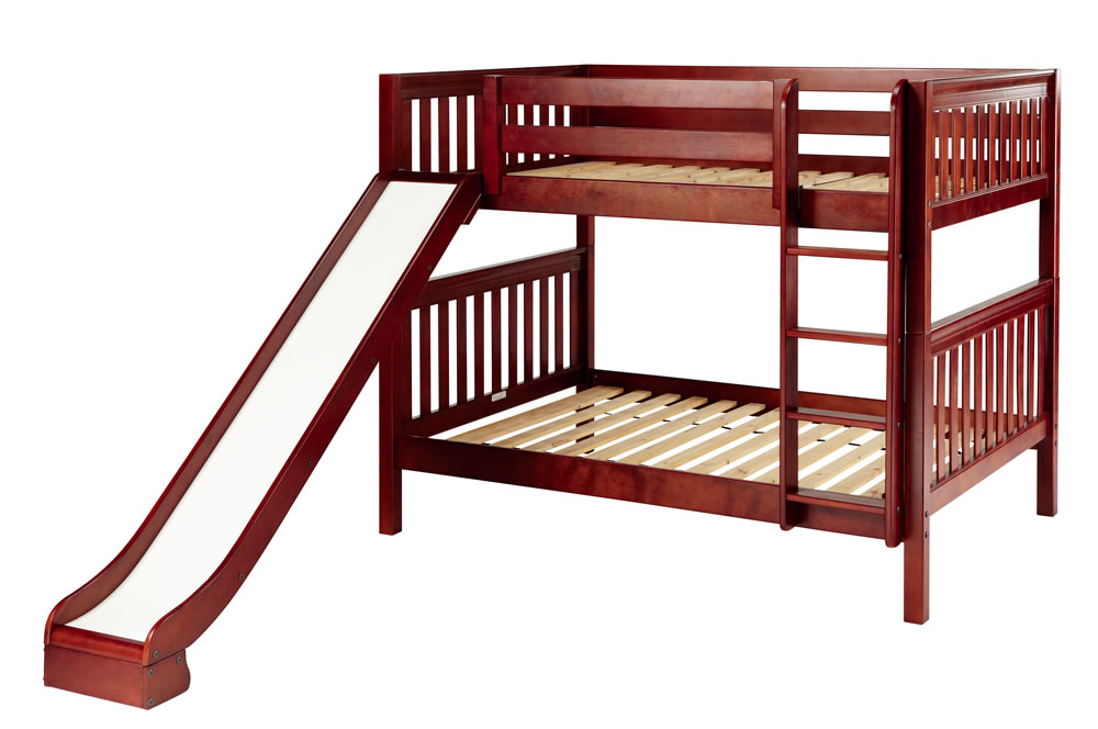 Maxtrix Full Size Low Bunk Bed w. Straight Ladder and Slide Best Price