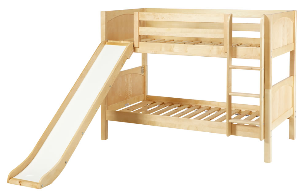 Maxtrix Twin Low Bunk Bed w. Straight Ladder and Slide
