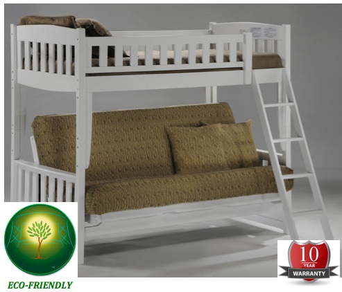 Night and Day Furniture Cinnamon Twin over Futon Bunk Bed in White Best Price