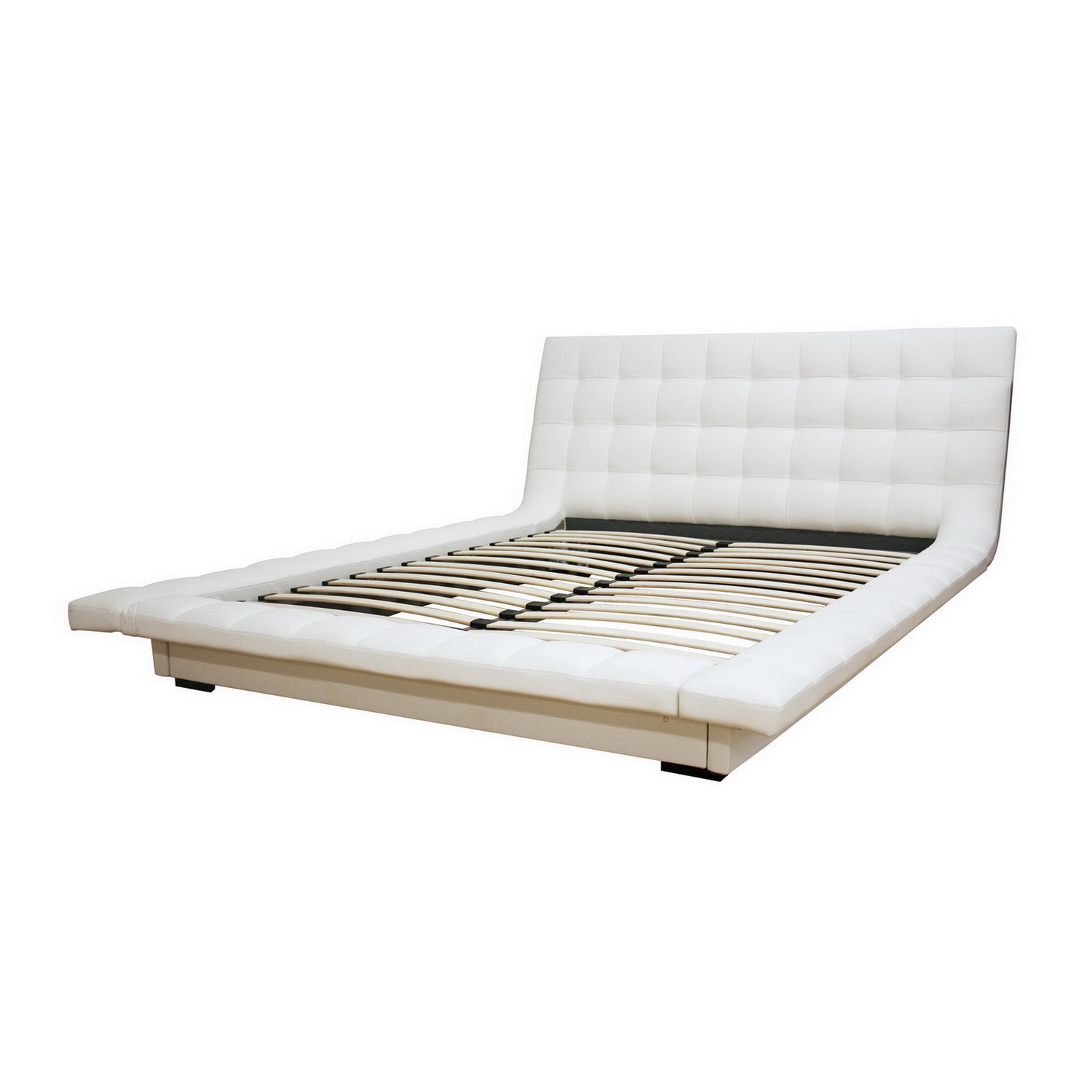 Baxton Studio Celia White Faux Leather Queen Platform Bed Platform Bed Best Price