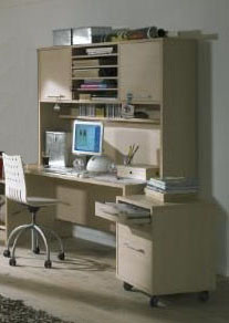 Jaycee Prima Paneled Desk with Hutch and Mobile File - FREE Inside Delivery! by Jaycee