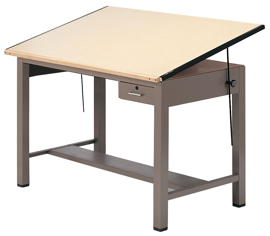 Mayline Group Ranger Steel Four-Post A Combination Table with Tool Drawer