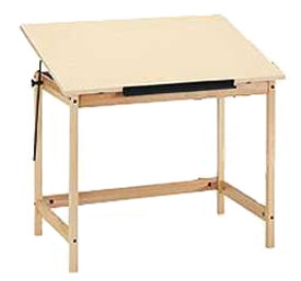Mayline Group White Melamine Top Forester Wood Four-Post Table