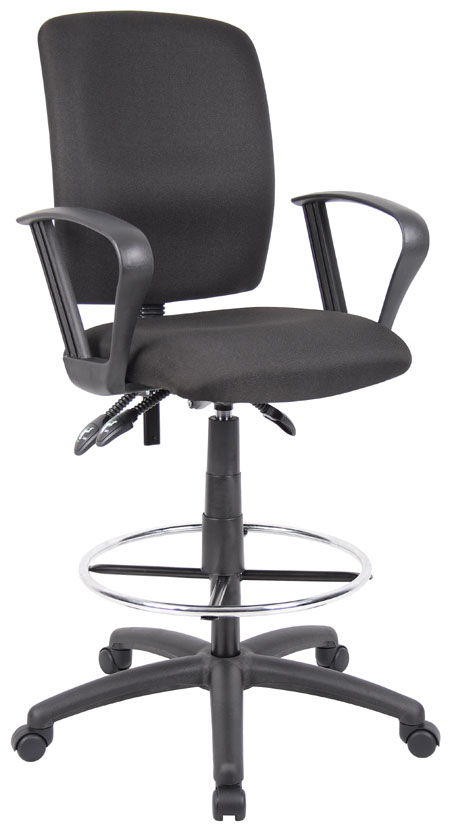 Boss Chair B1637 Multi-Function Drafting Chair With Fixed Arms