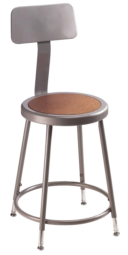 National Public Seating 6200 Series Heavy Duty Lab Adjustable Stool with Backrest and Hardboard Seat