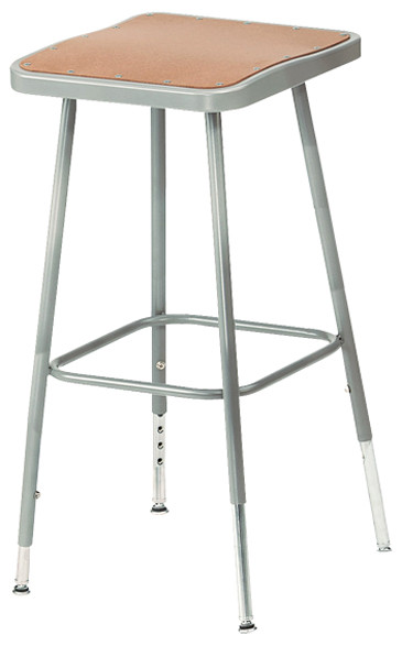 National Public Seating 6300 Series Heavy Duty Lab Adjustable Stool with Hardboard Square Seat