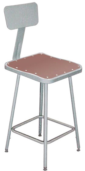 National Public Seating 6300 Series Heavy Duty Lab Stool with Hardboard Square Seat and Backrest