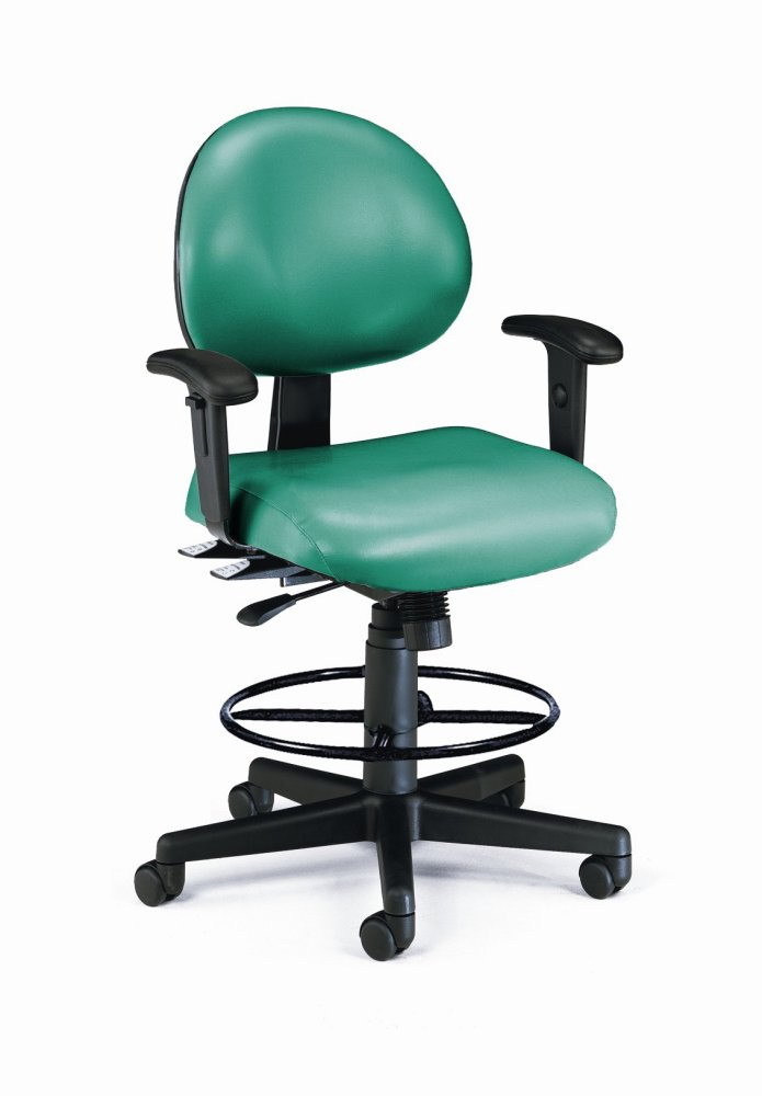 OFM 24-Hours Vinyl Task Stool with Adjustable Arms