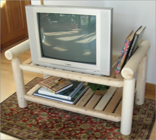 Rustic Natural Cedar Furniture Open Shelving TV Stand