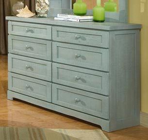 American Woodcrafters Casual Wood Weathered Blue Double Dresser