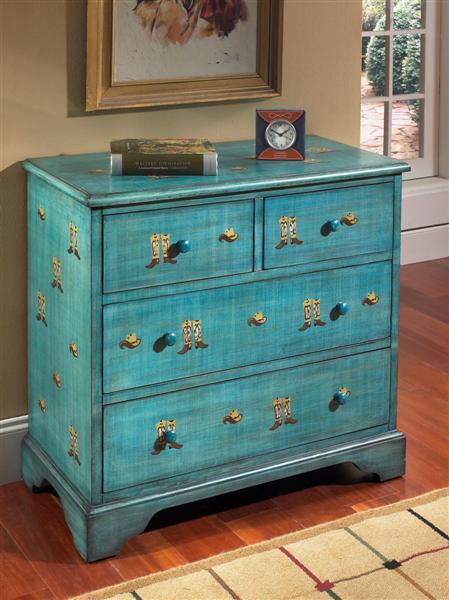 Fairfax Home Furnishings Cowboy Theme Teal Dresser Best Price