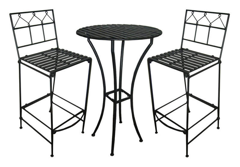 Pangaea Home and Garden Folding Iron Table and Stool Bistro Bar Set