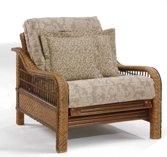 Night Rattan Floral Orchid Futon Chair
