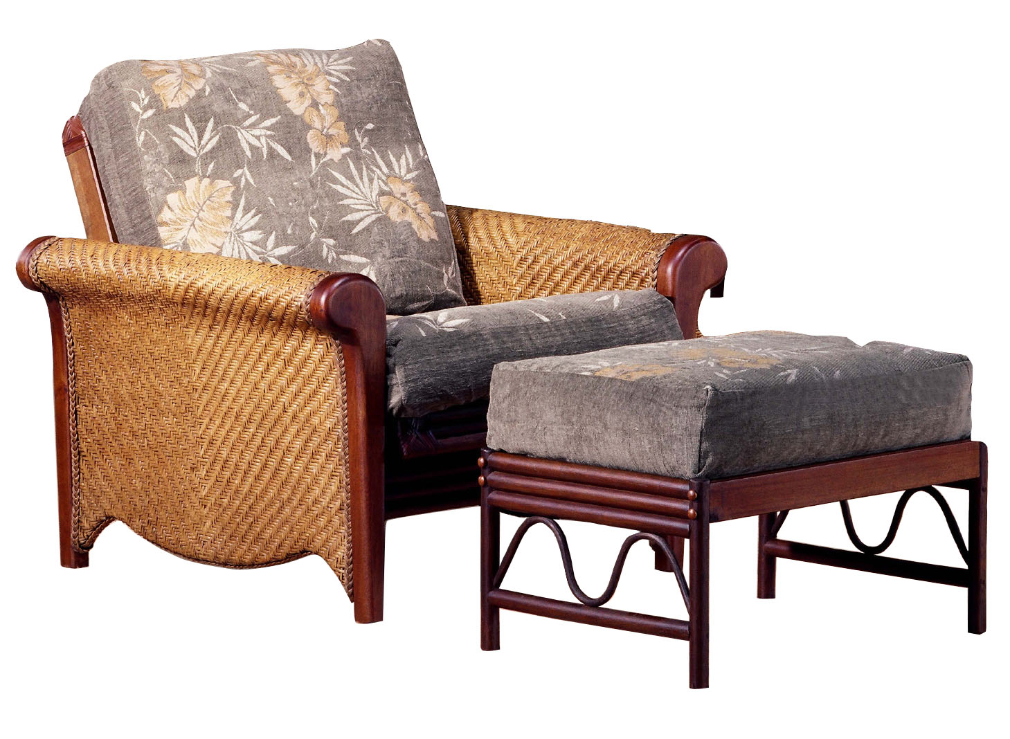 Night Day Furniture Rattan Floral Rosebud Futon Chair