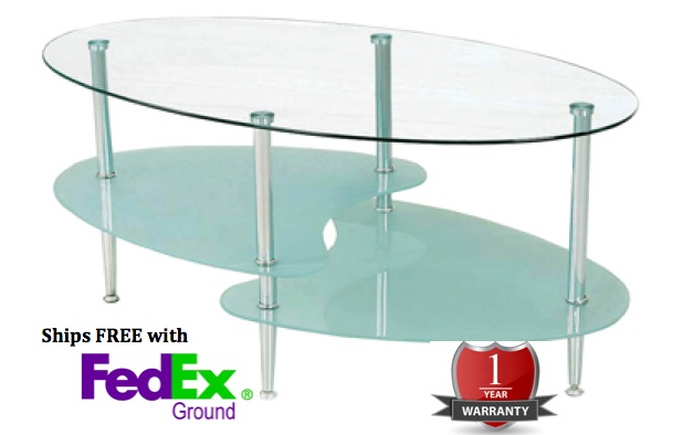 Walker Edison Wave 38 inch Oval Coffee Table