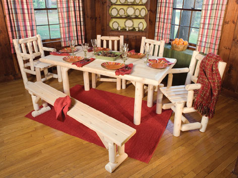 Rustic Natural Cedar Furniture Solid Top Dining Table
