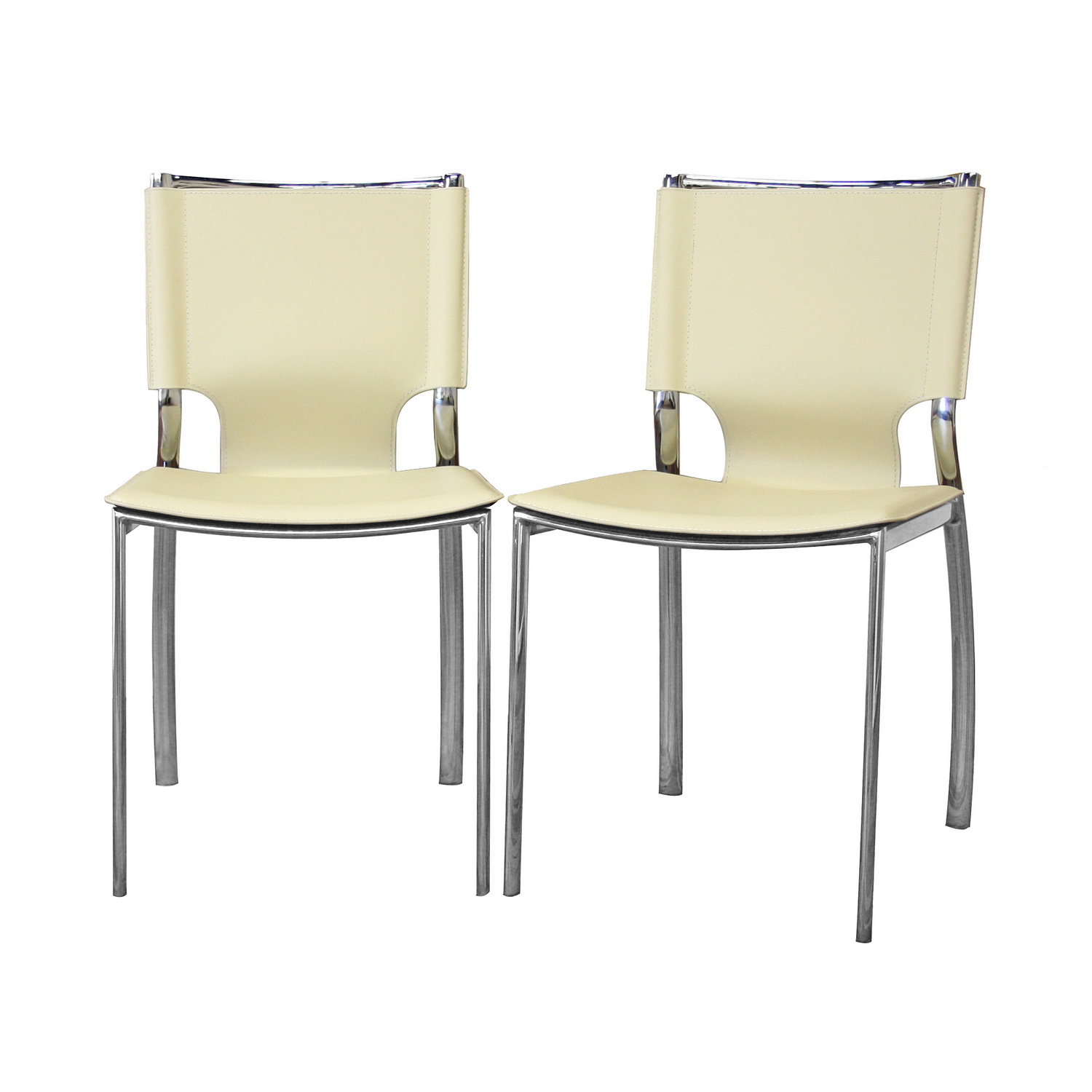Baxton Studio Montclare Ivory Leather Modern Dining Chair (Set of 2)