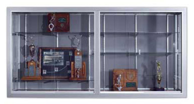 Marsh Industries 50 Series Wood Veneer Wall Mounted Sliding Glass Door Display Case