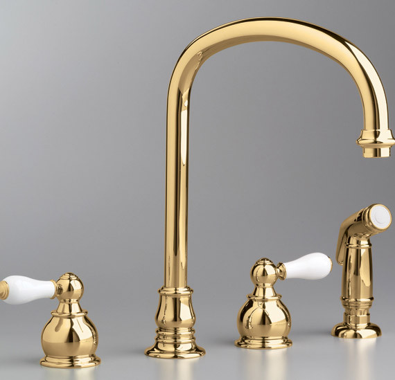 American Standard Hampton Kitchen Faucet with 2 Porcelain Handle and Pull-Out Spray - Fast FREE FedEx Shipping!