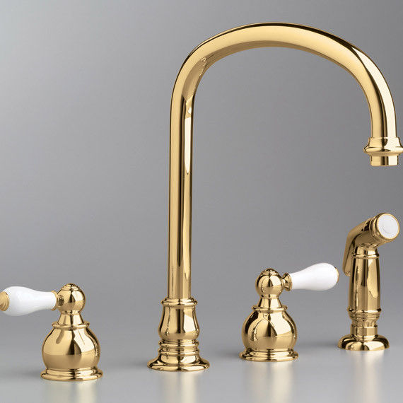 American Standard Hampton Kitchen Faucet with 2 Porcelain Handles - Fast FREE FedEx Shipping!