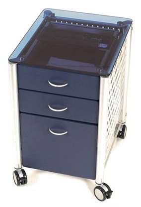 Leda Stylish Tempered Glass 3 Drawer Mobile File Cabinet - Fast FREE FedEx Shipping! by Leda