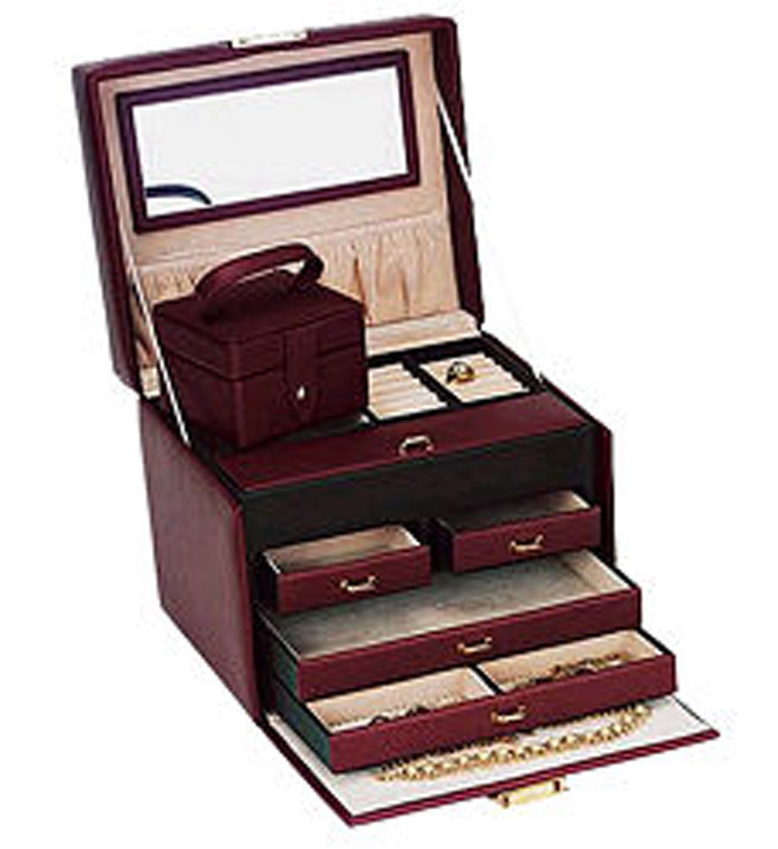 Budd Leather Company Leather with Top Handles Jewelry Box