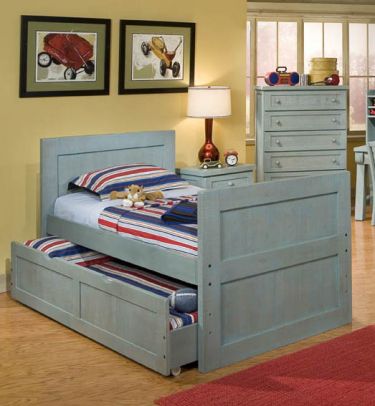 American Woodcrafters Casual Wood Weathered Blue 3/3 Captains Bed Best Price