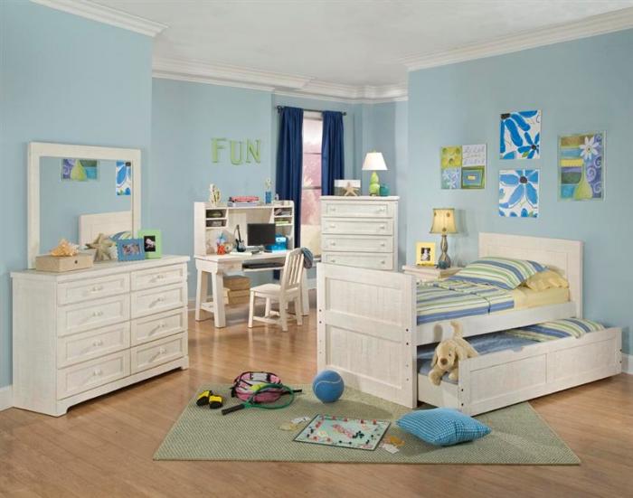 American Woodcrafters Casual Wood Weathered White 4/6 Captains Bed Best Price