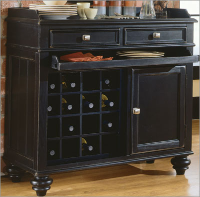 American Drew Camden Black Wine Server Wine Cabinet